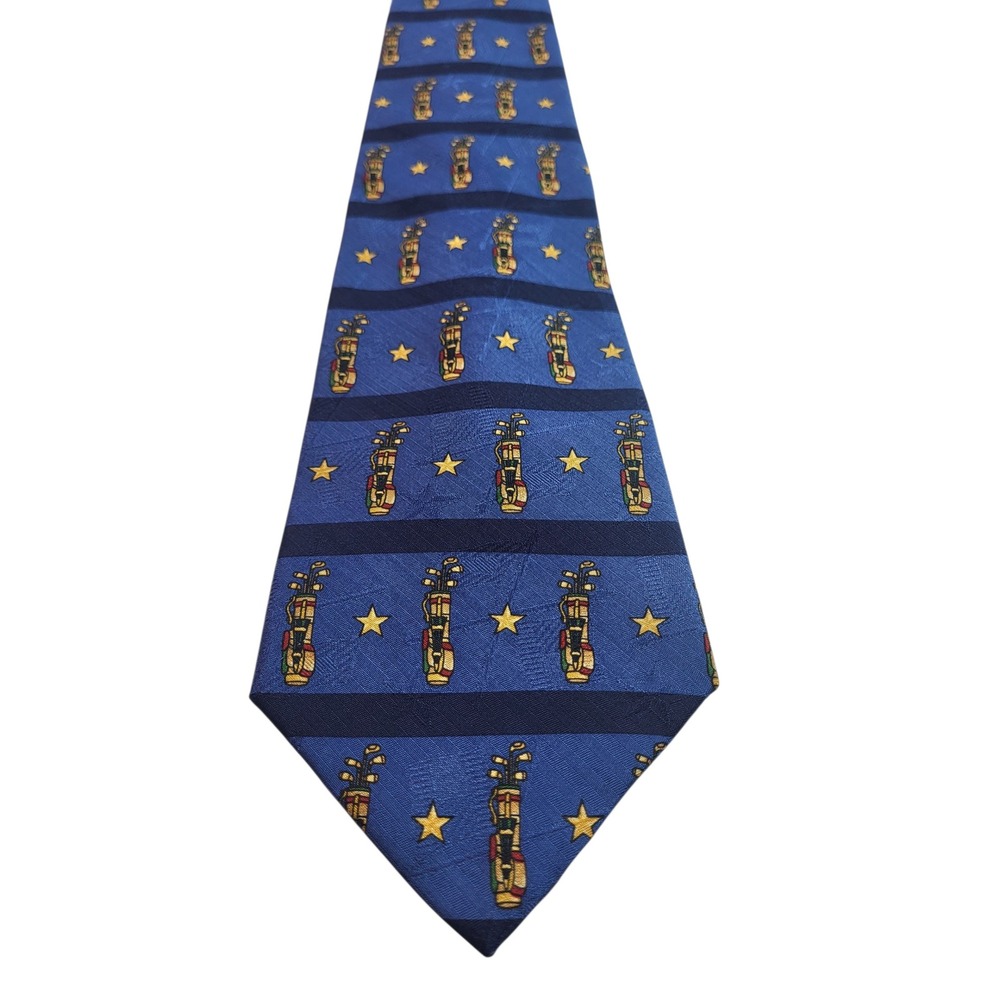 Tommy Hilfiger Golf Tie Silk Golf Bag Star Print Necktie Blue